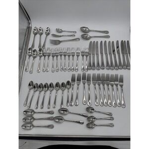 Lenox French Perle Beaded Teardrop 18/10 Vietnam Stainless Steel 60 Pc Set